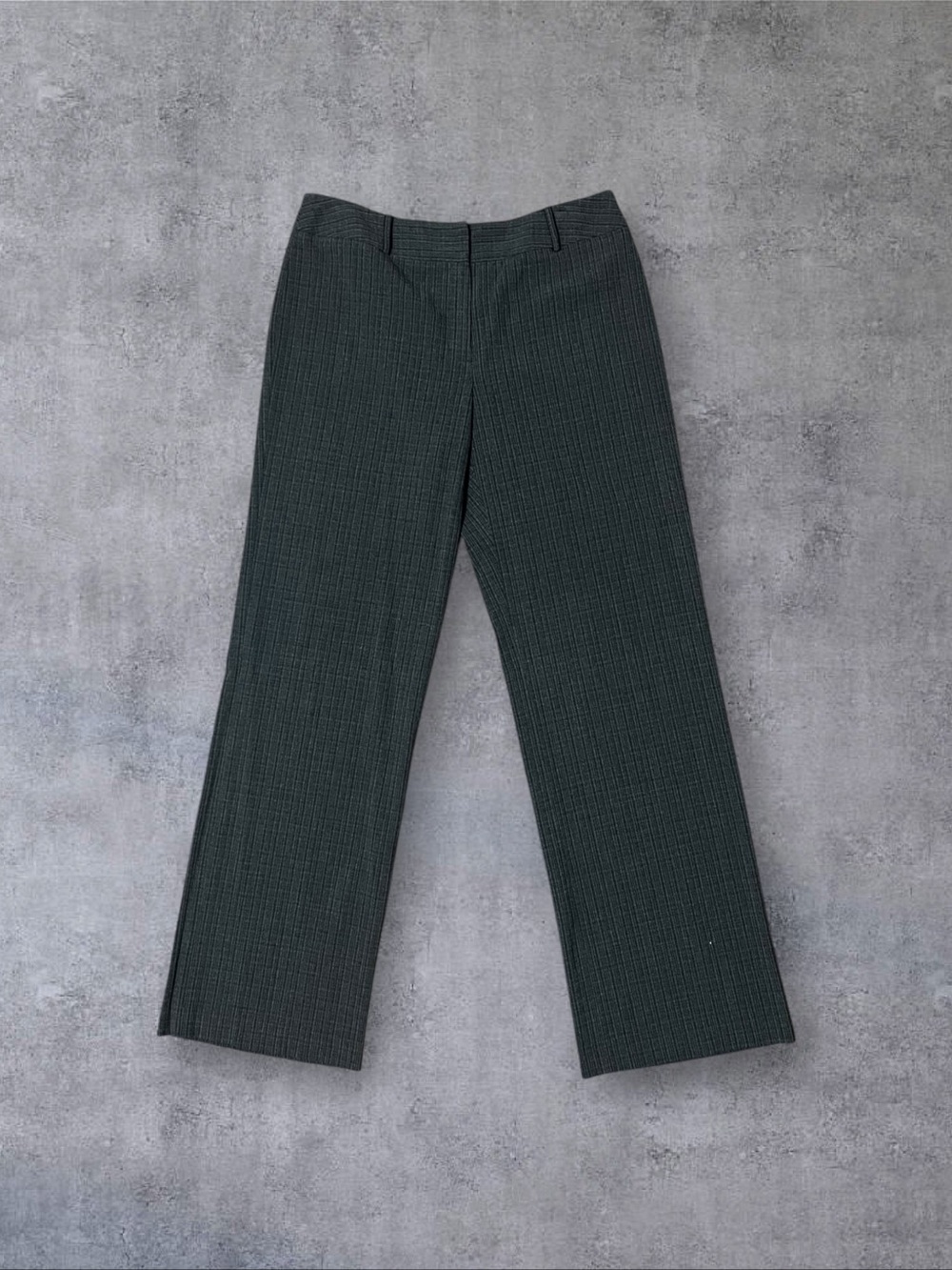 Vintage 2000s y2k Multi-tonal Gray Stripe Low Rise Office Siren Sz 10 Flare Leg